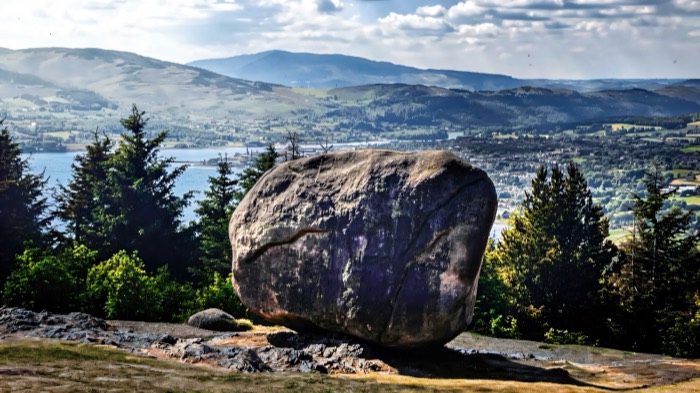 The giant Cloughmore Stone on the hillside above Carlingford Lough at Kilbroney Park