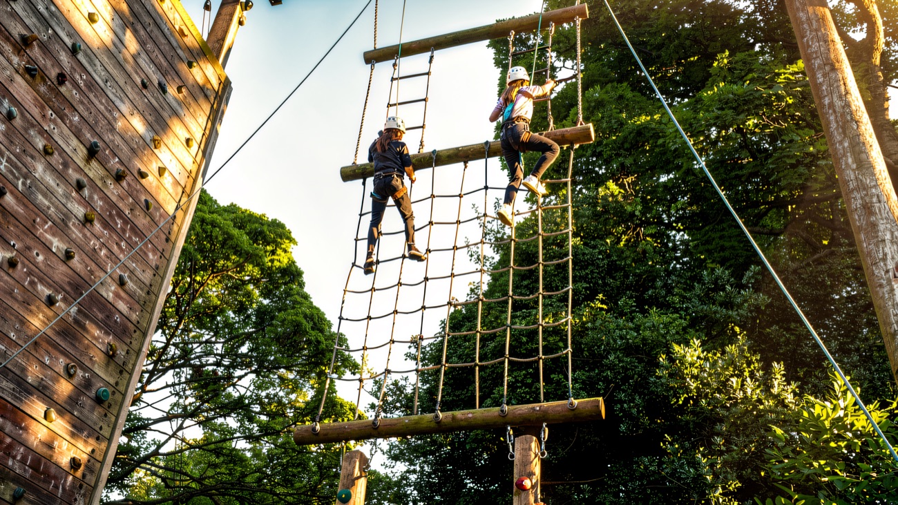 Testing your nerve on the high ropes and Jacob's ladder in the trees