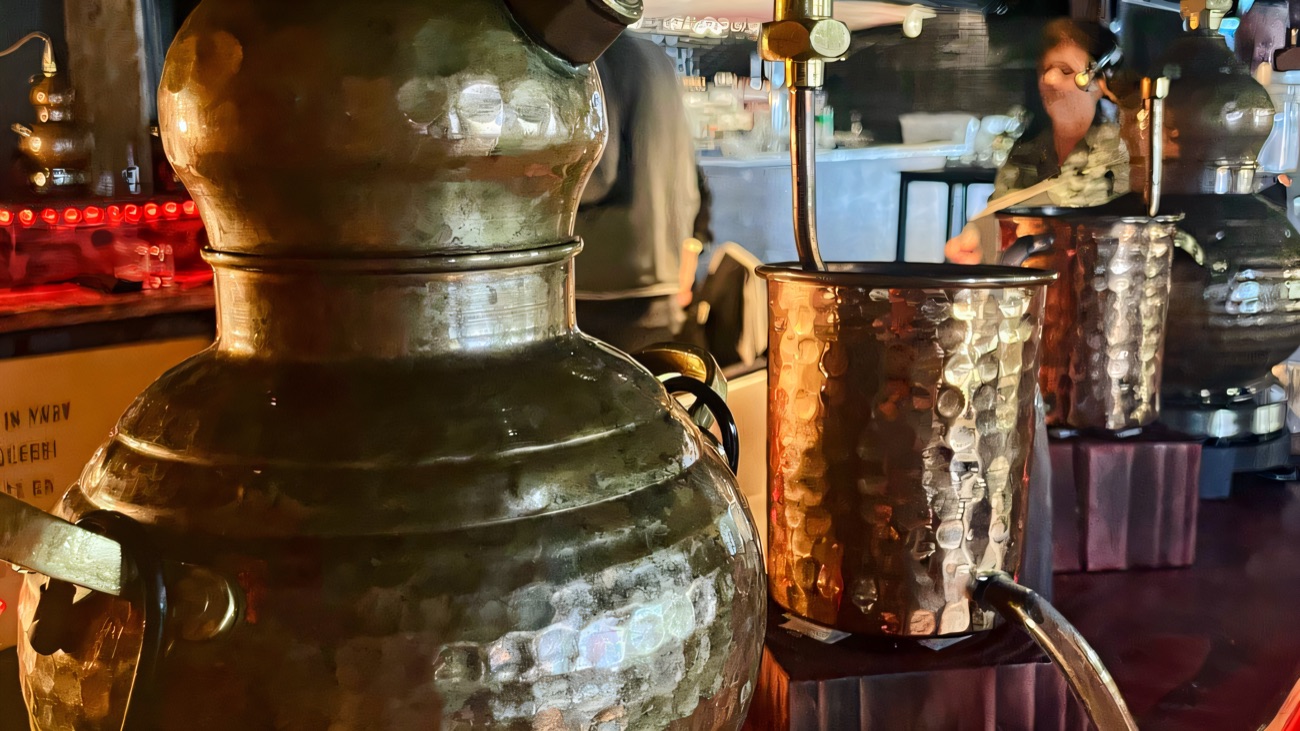 The gin school room, stills lined up