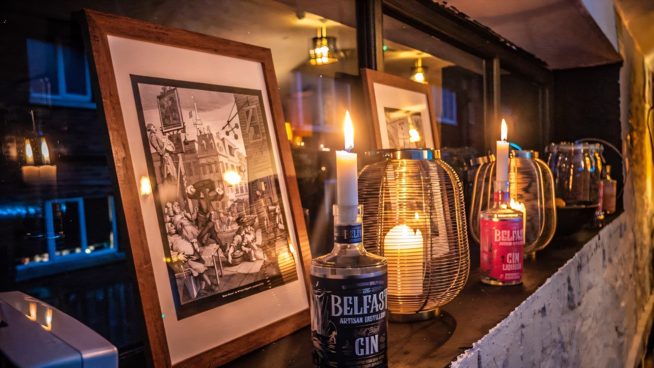 Belfast Artisan gin by candlelight