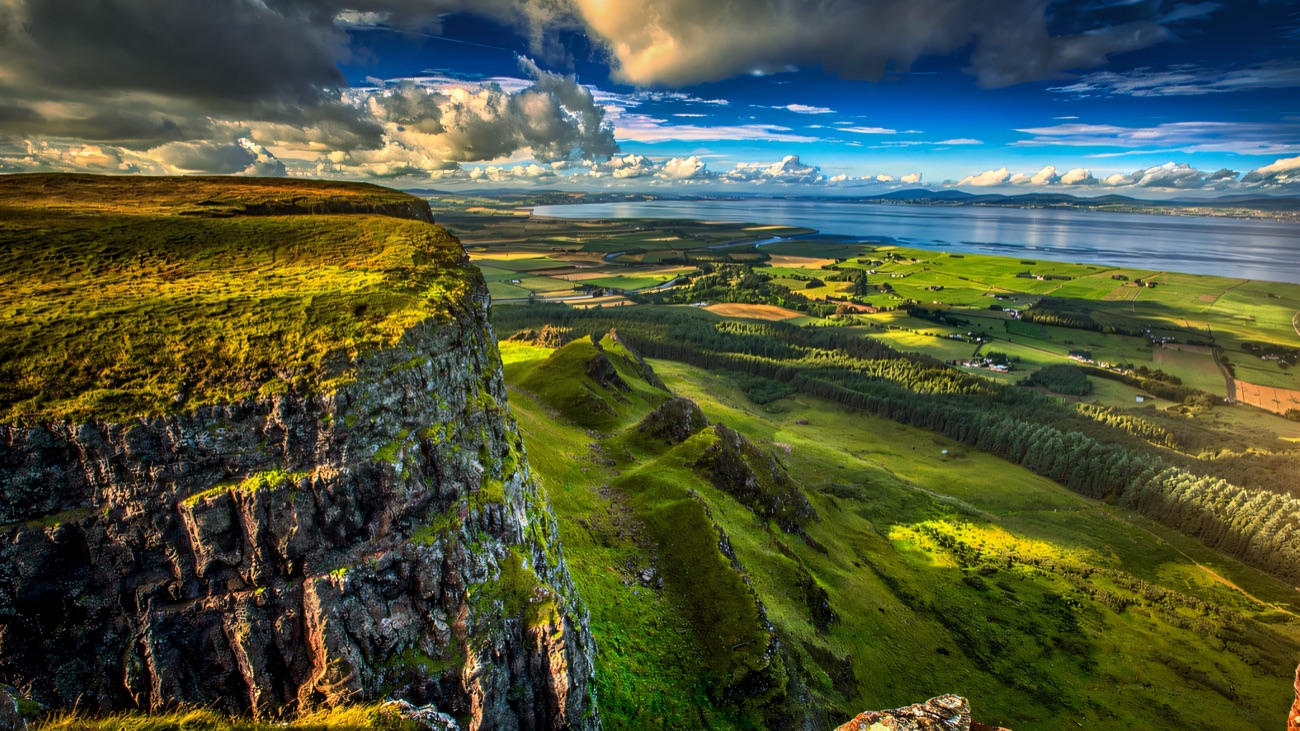 Binevenagh's cliff above the patchwork fields