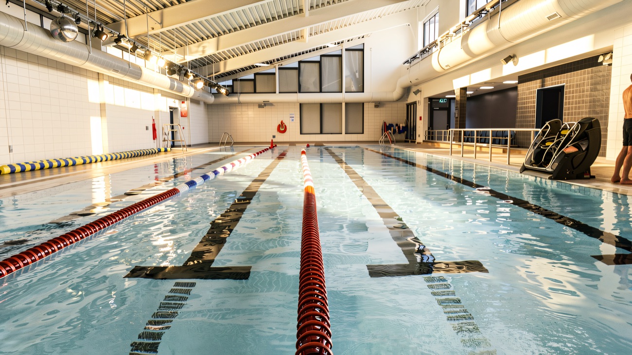 A low view straight down the swimming lanes