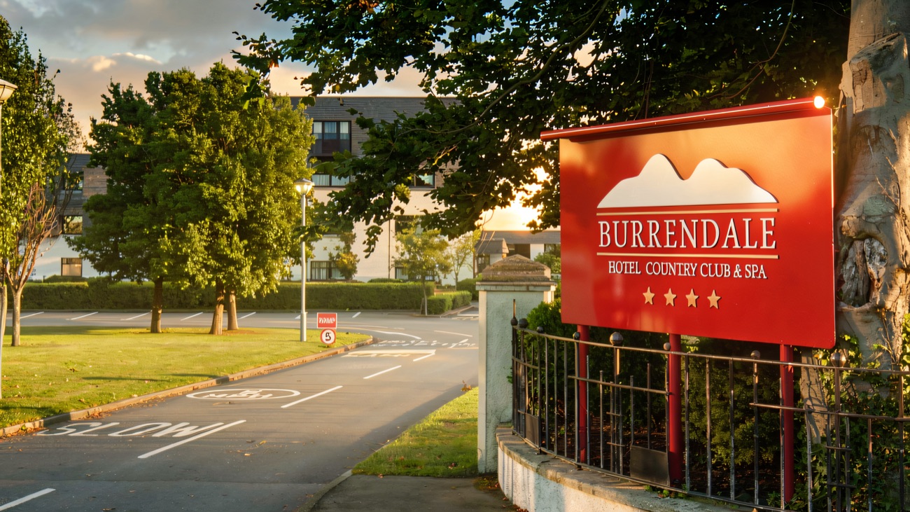 The Burrendale Hotel, Country Club & Spa entrance sign.