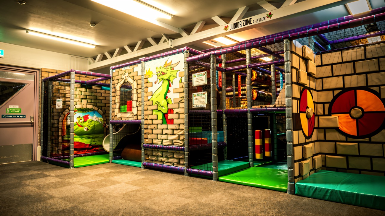 The indoor soft play, with slides and climbing frames for little ones