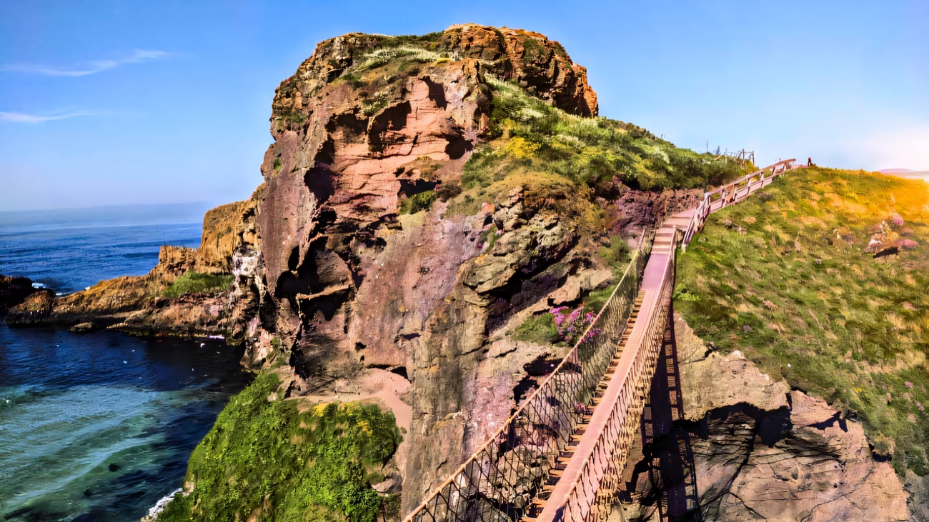 Carrick-a-Rede island from the path
