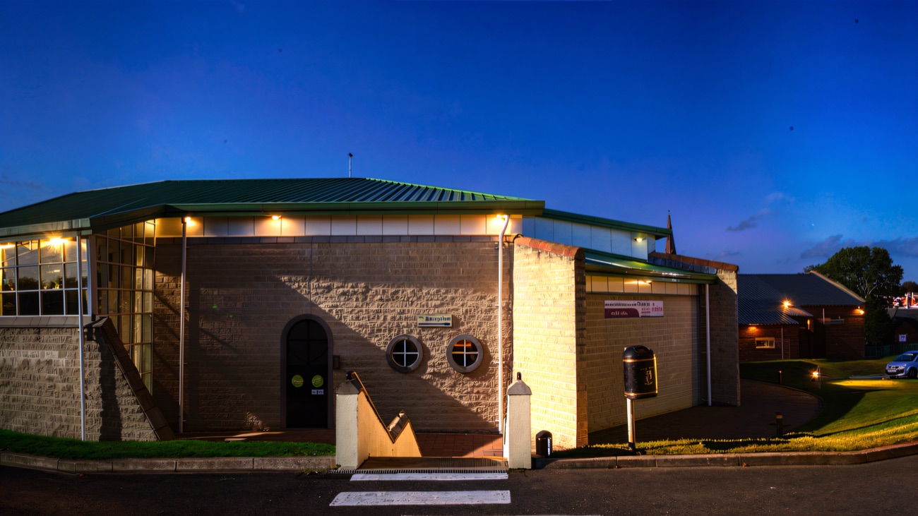 The Cookstown Leisure Centre building on a bright day