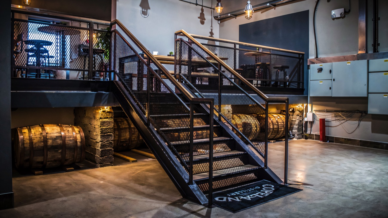 The barrel room and bar
