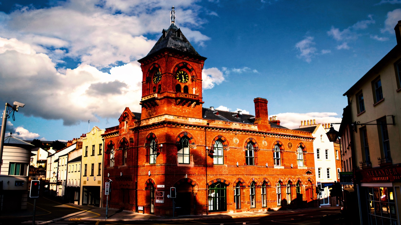 The Victorian clock-tower town hall in Downpatrick