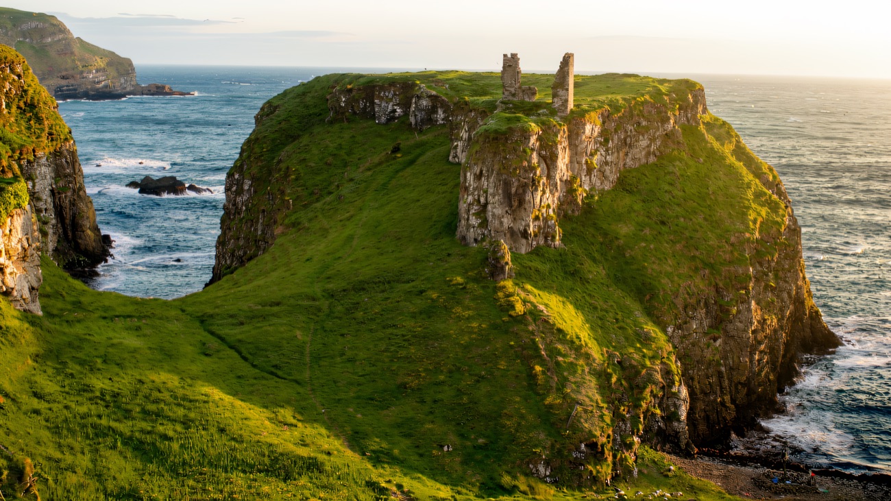 The ruin of Dunseverick Castle on its headland