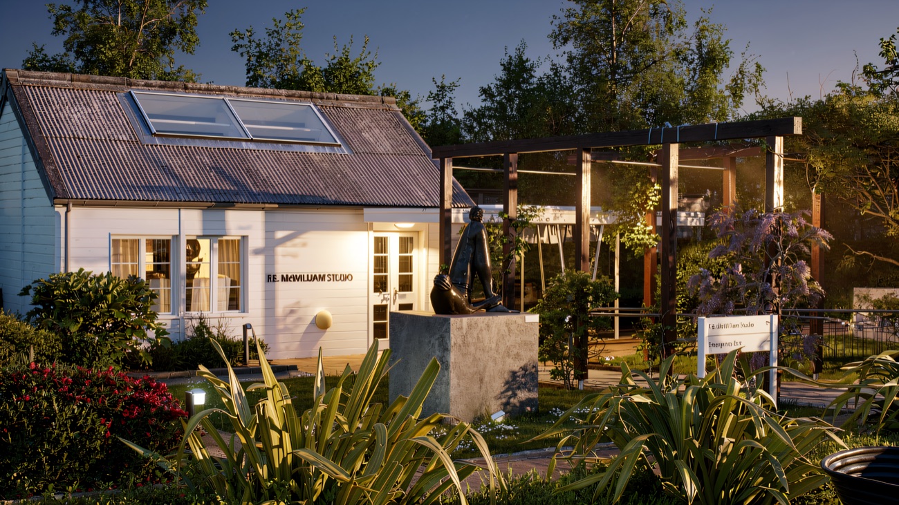 McWilliam's studio building set in the sculpture garden