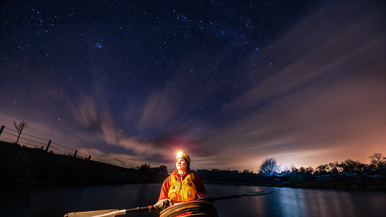A magical moonlight paddle out under a sky full of stars