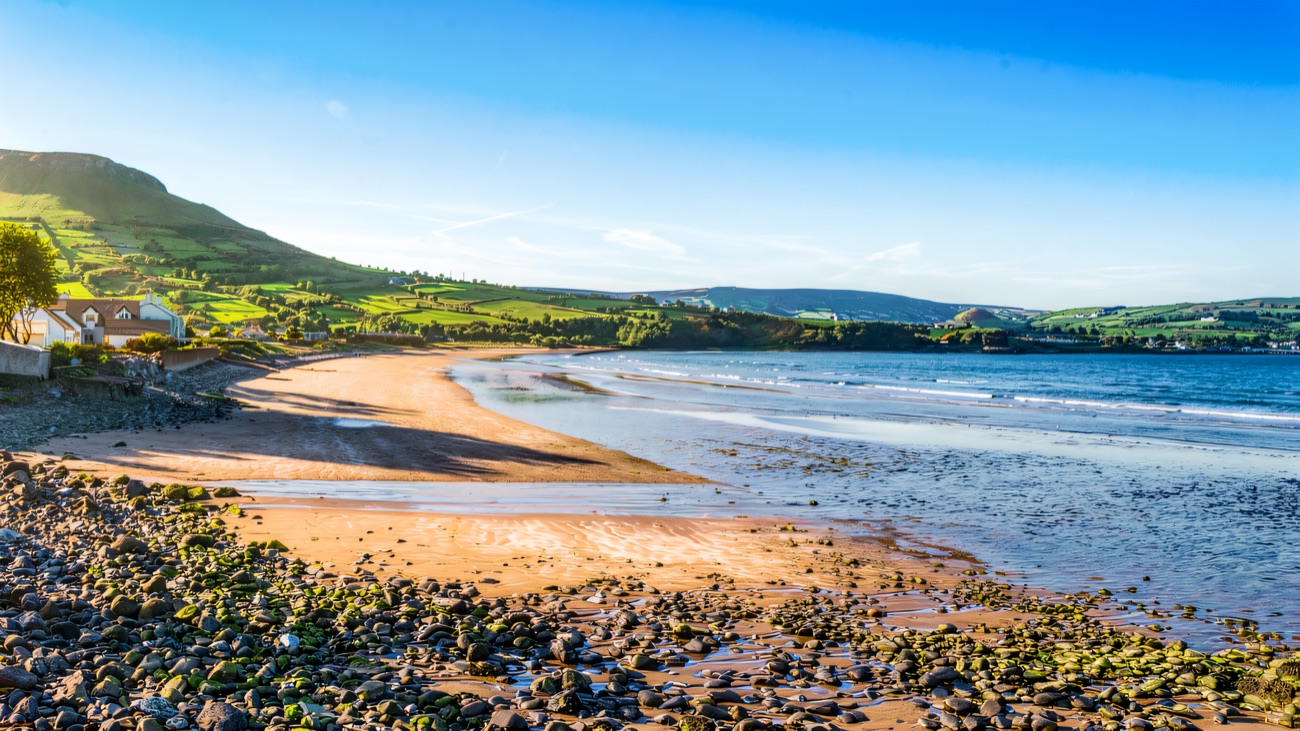 Waterfoot beach under Lurigethan mountain