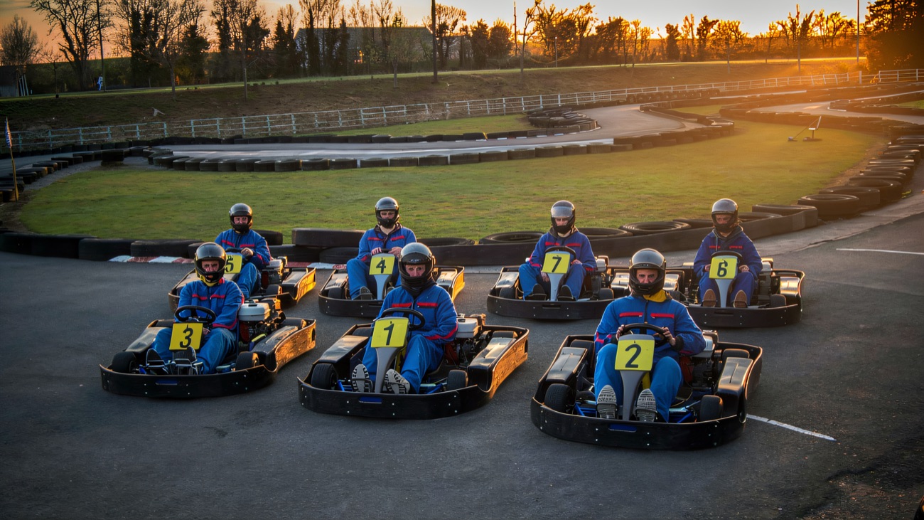 The grid lined up with the circuit curving away behind