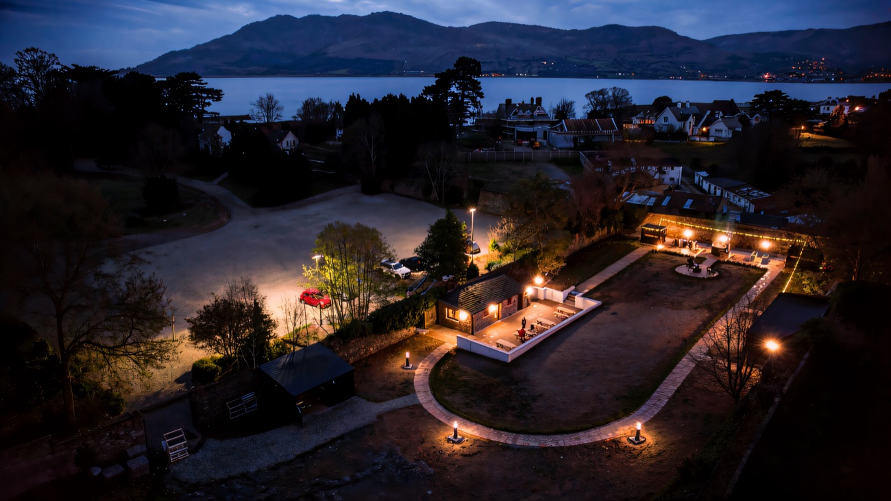 The site lit up at night above Carlingford Lough