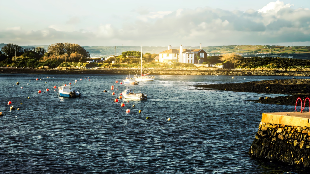 Groomsport harbour with the boats at their moorings