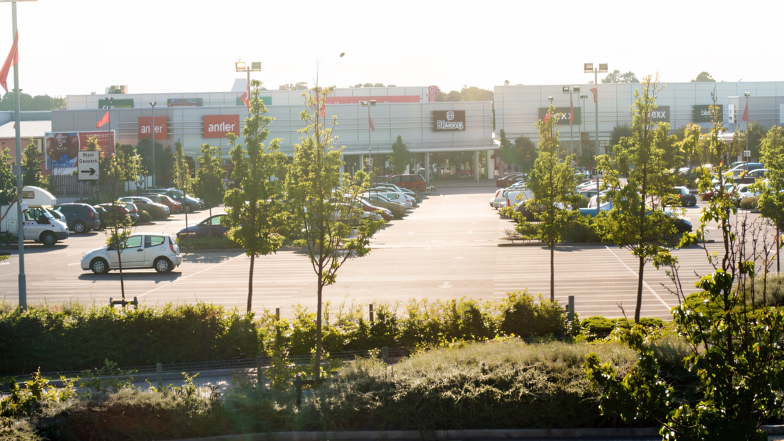 The Junction outlet park at Antrim — a run of large outlet stores fronting a wide open car park