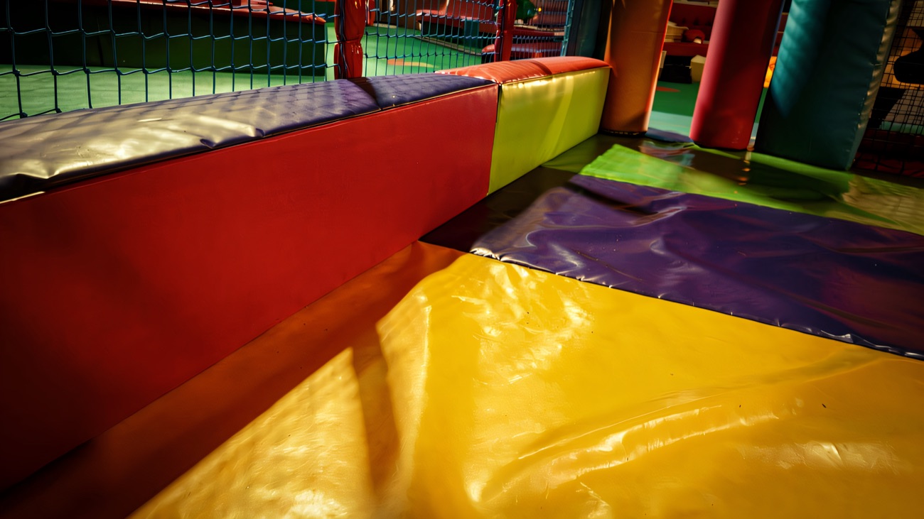 Padded toddler area with soft blocks and low steps