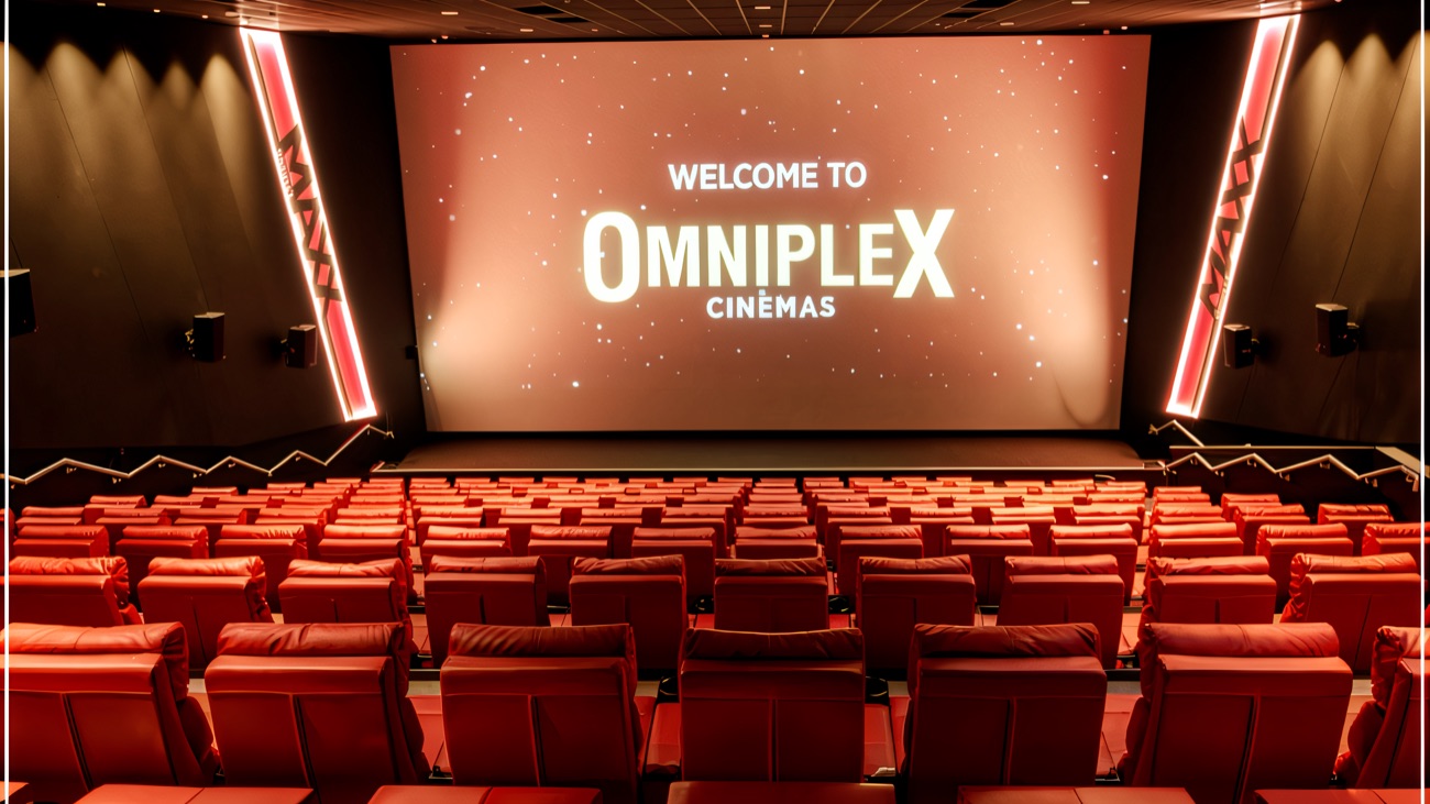 Inside the 8-screen Omniplex at the Kennedy Centre — rows of red recliner seats facing the big screen