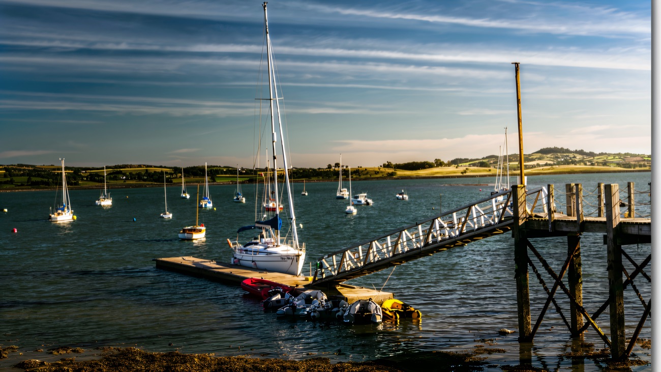 The club and its slipway seen from the air, tucked into the Strangford shore
