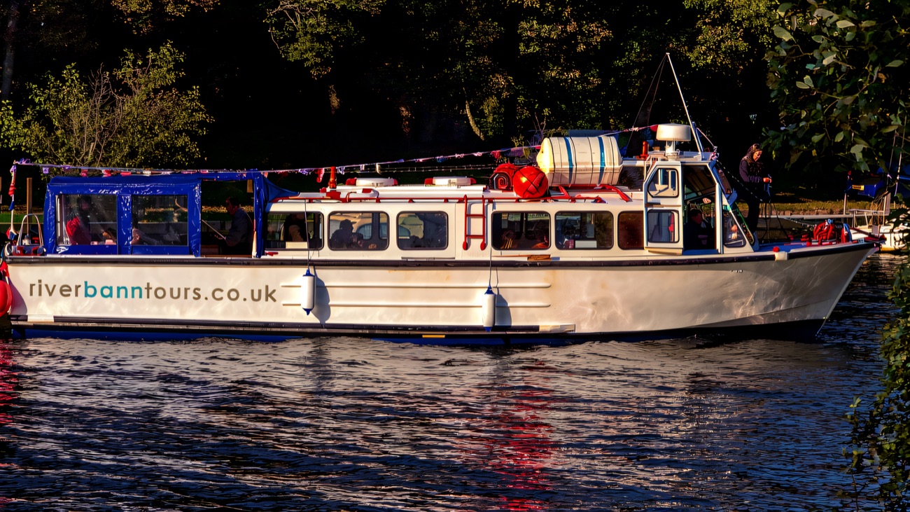 A tour boat out on Lough Neagh, the waters Kinnego Marina opens onto