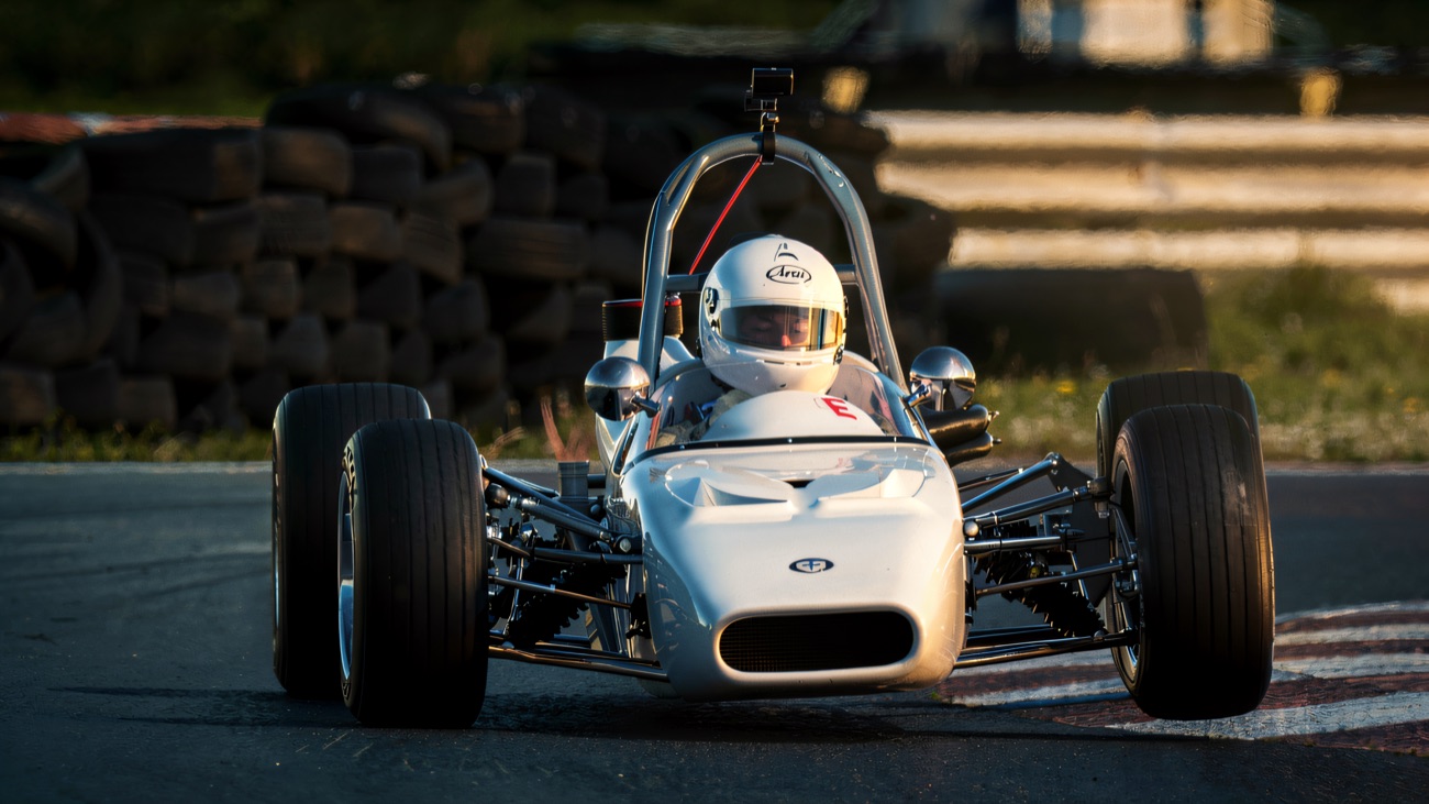 A classic single-seater on track in the sunshine at Kirkistown