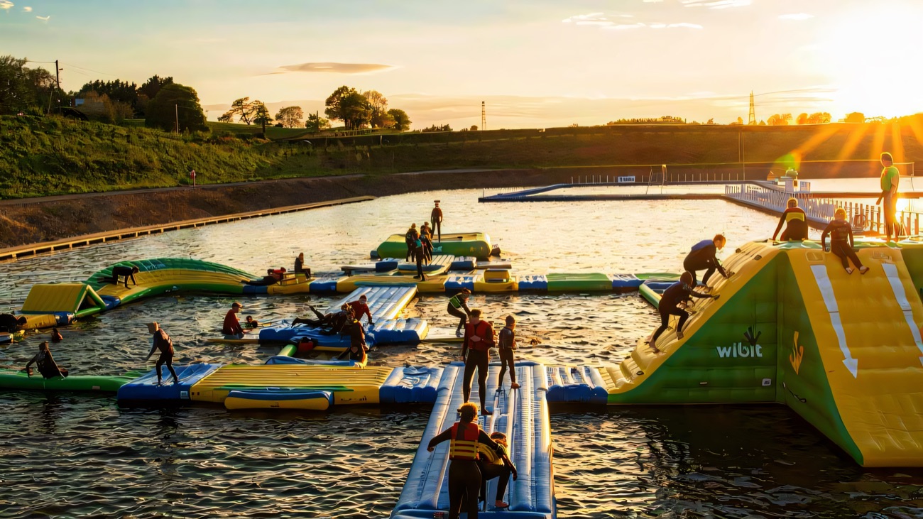 Bouncing across the water course as the sun dips low