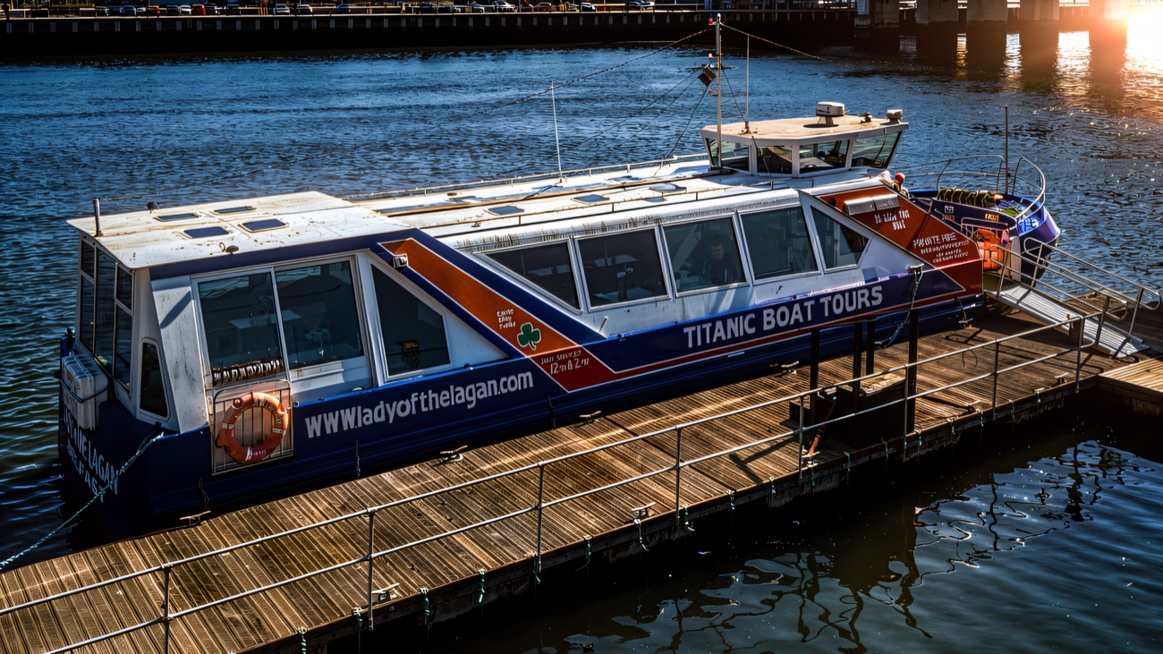 The Lady of the Lagan alongside her pontoon at Belfast.