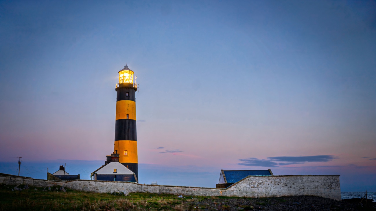 St John's Point lighthouse standing tall in the twilight