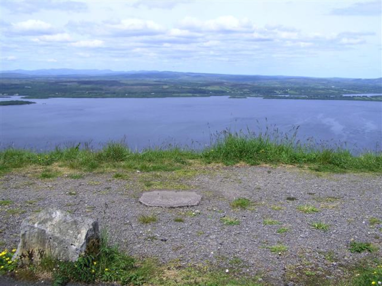 The open viewpoint apron at the top of the Cliffs of Magho, with Lower Lough Erne spread out below.