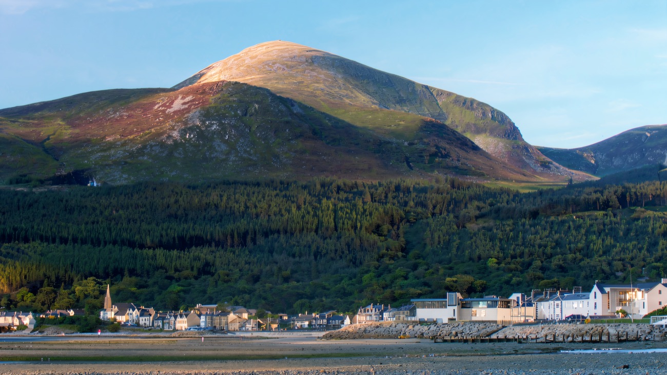 Slieve Donard towering over the shingle strand