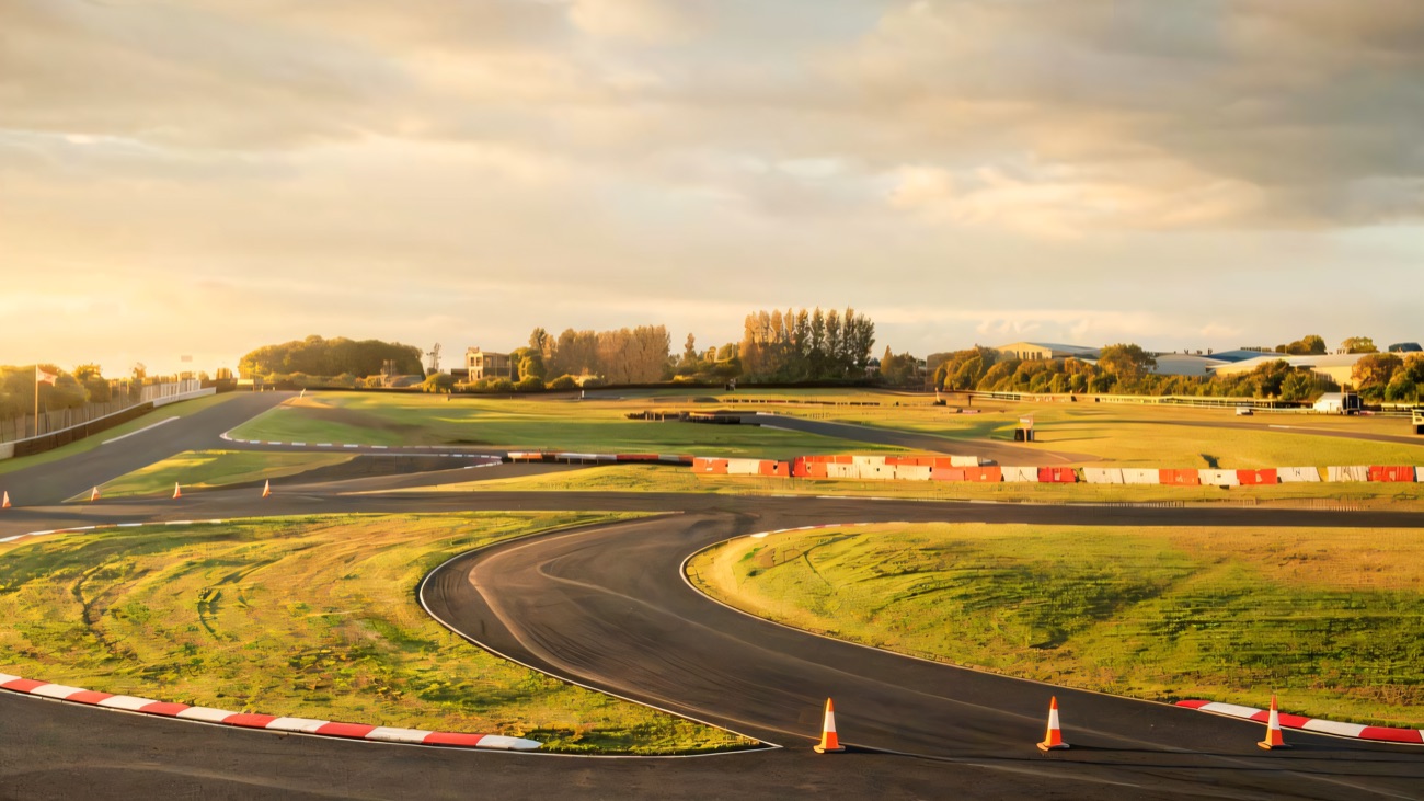 The sweeping outdoor kart circuit at Nutts Corner