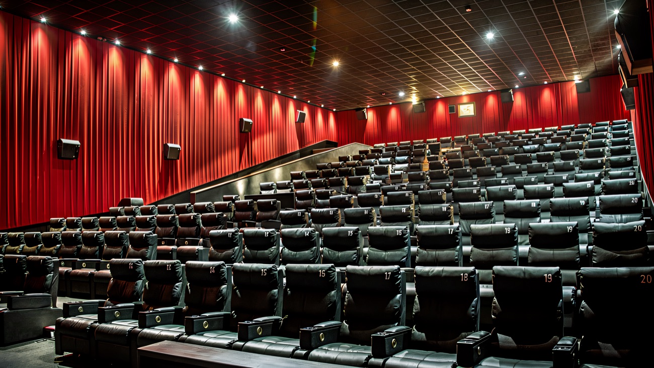Recliner seating inside a screen
