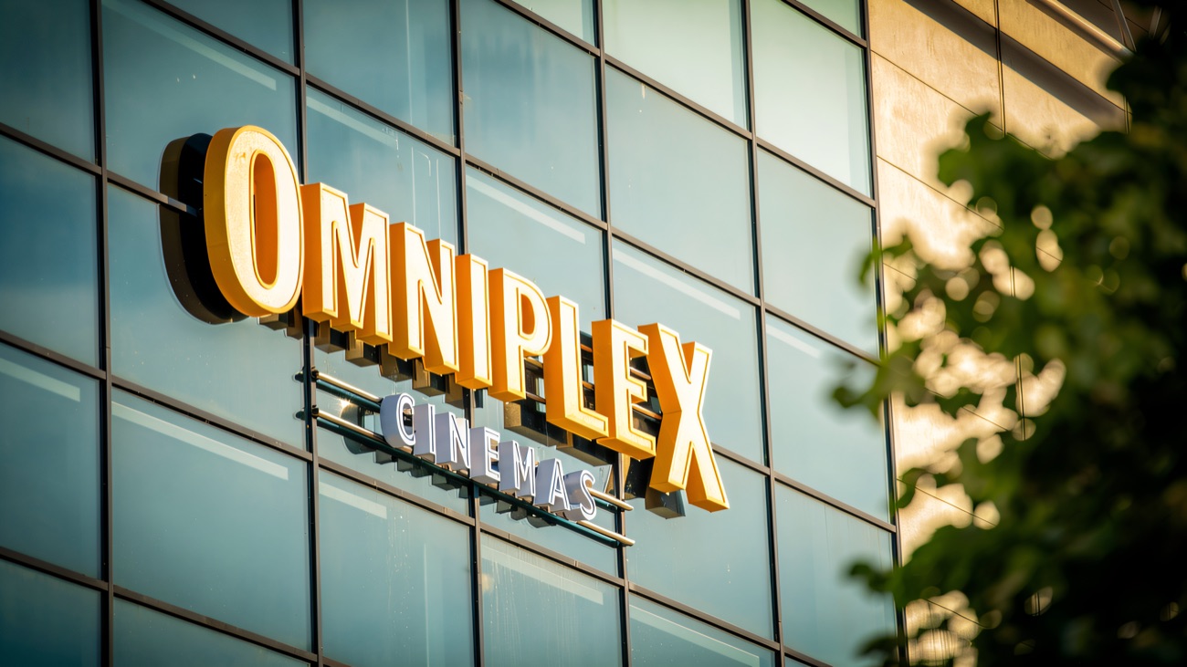 Omniplex lettering on the glass frontage