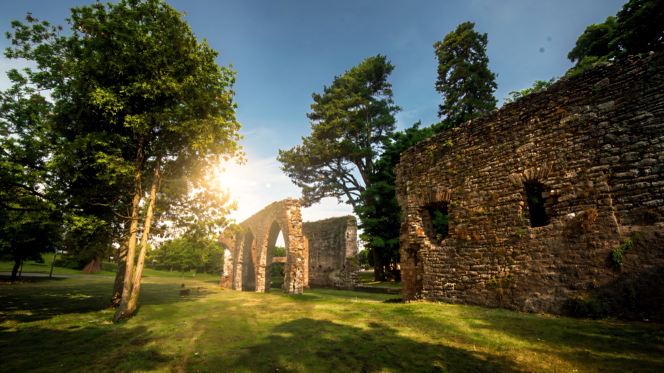 The ruined Franciscan friary standing in the same grounds.