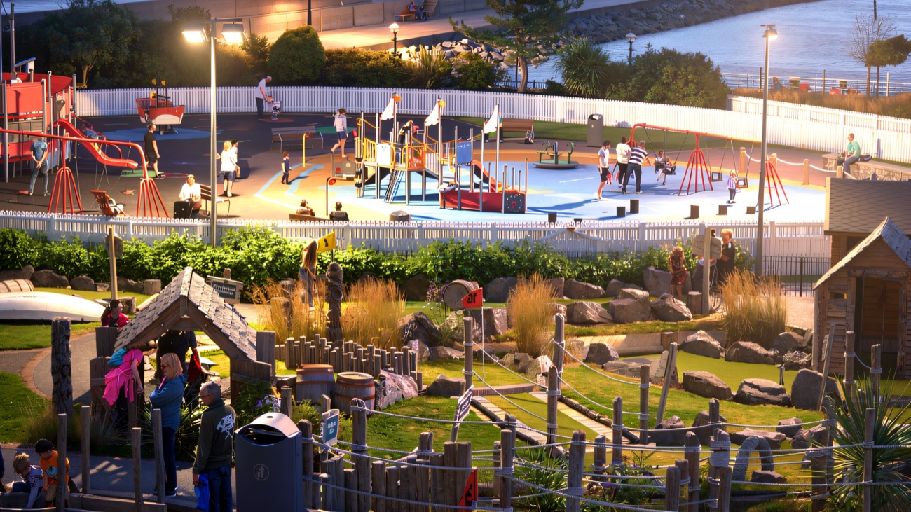 The pirate-themed mini-golf course at Pickie Funpark, Bangor seafront