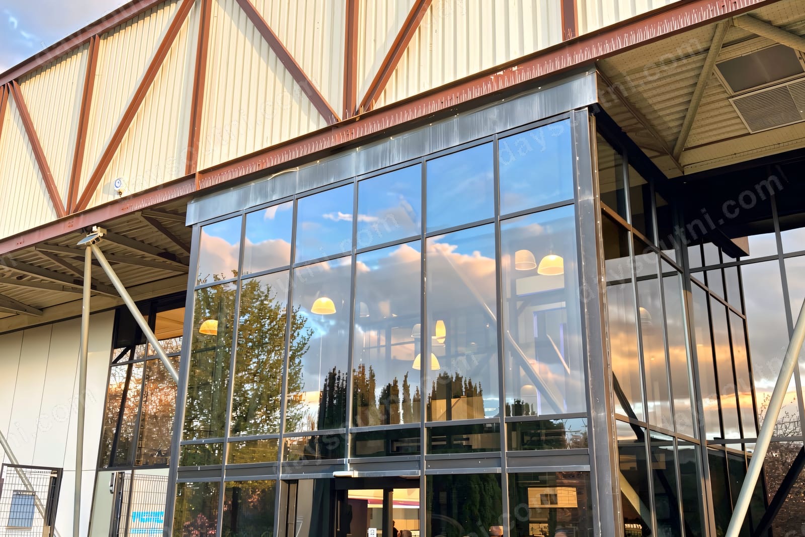 Valley Leisure Centre in Newtownabbey, home to the space-themed Playzone soft play, with its glass frontage