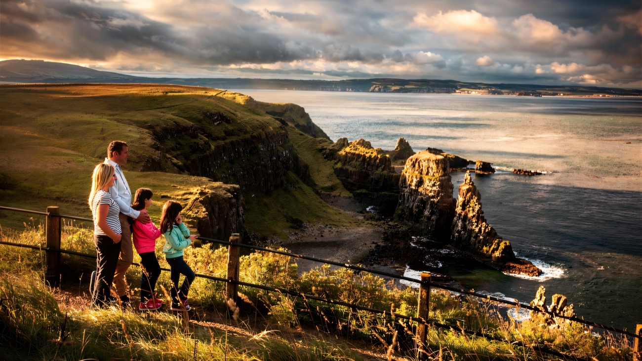 Taking in the view across the sea from the clifftop path