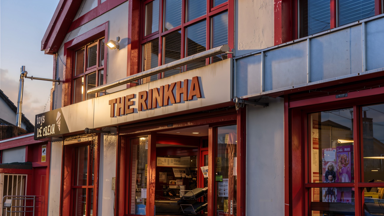 The Rinkha shopfront in the evening light