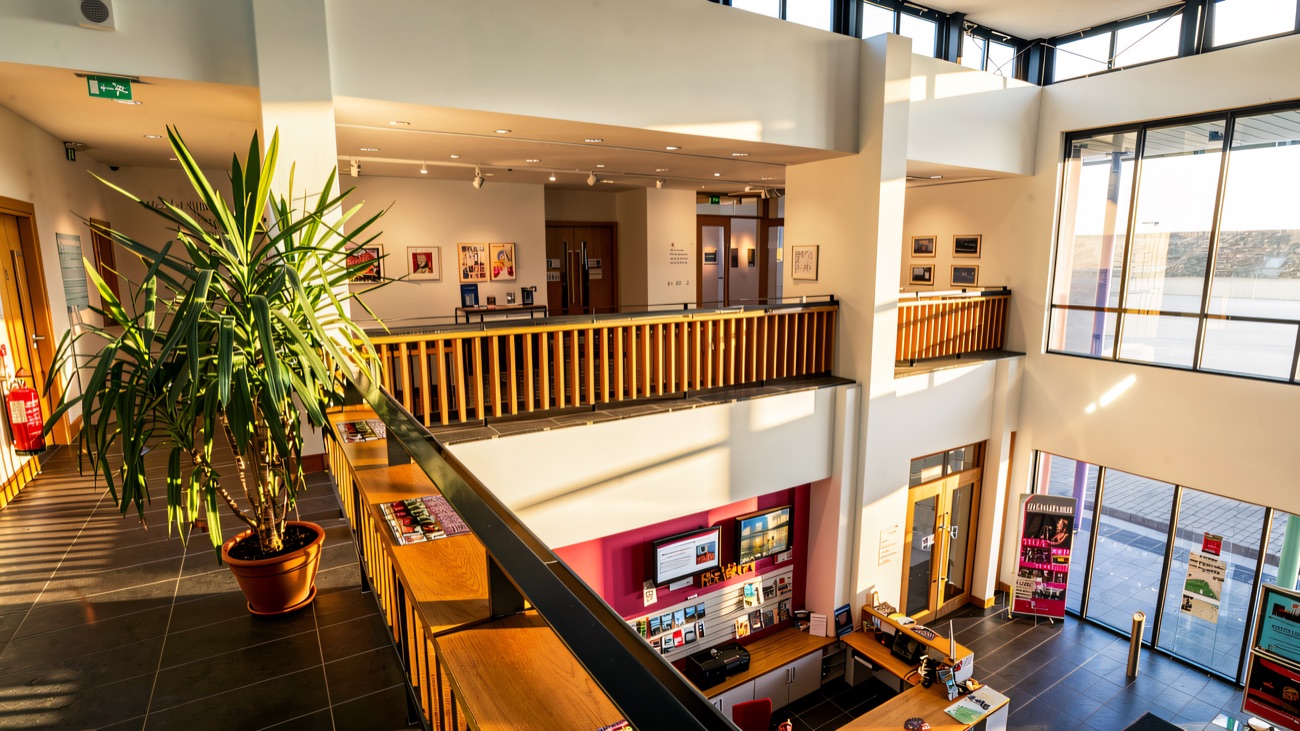 The airy central atrium and reception space