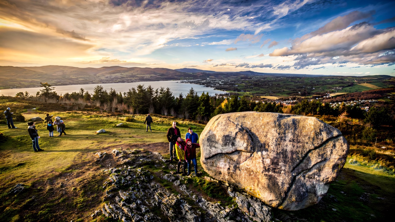 The Cloughmore Stone perched high above the water