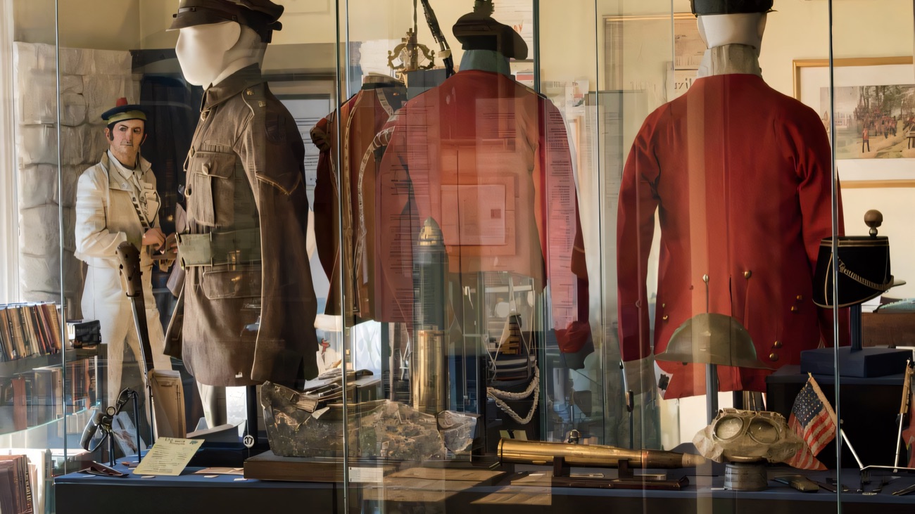 Regimental uniforms on display