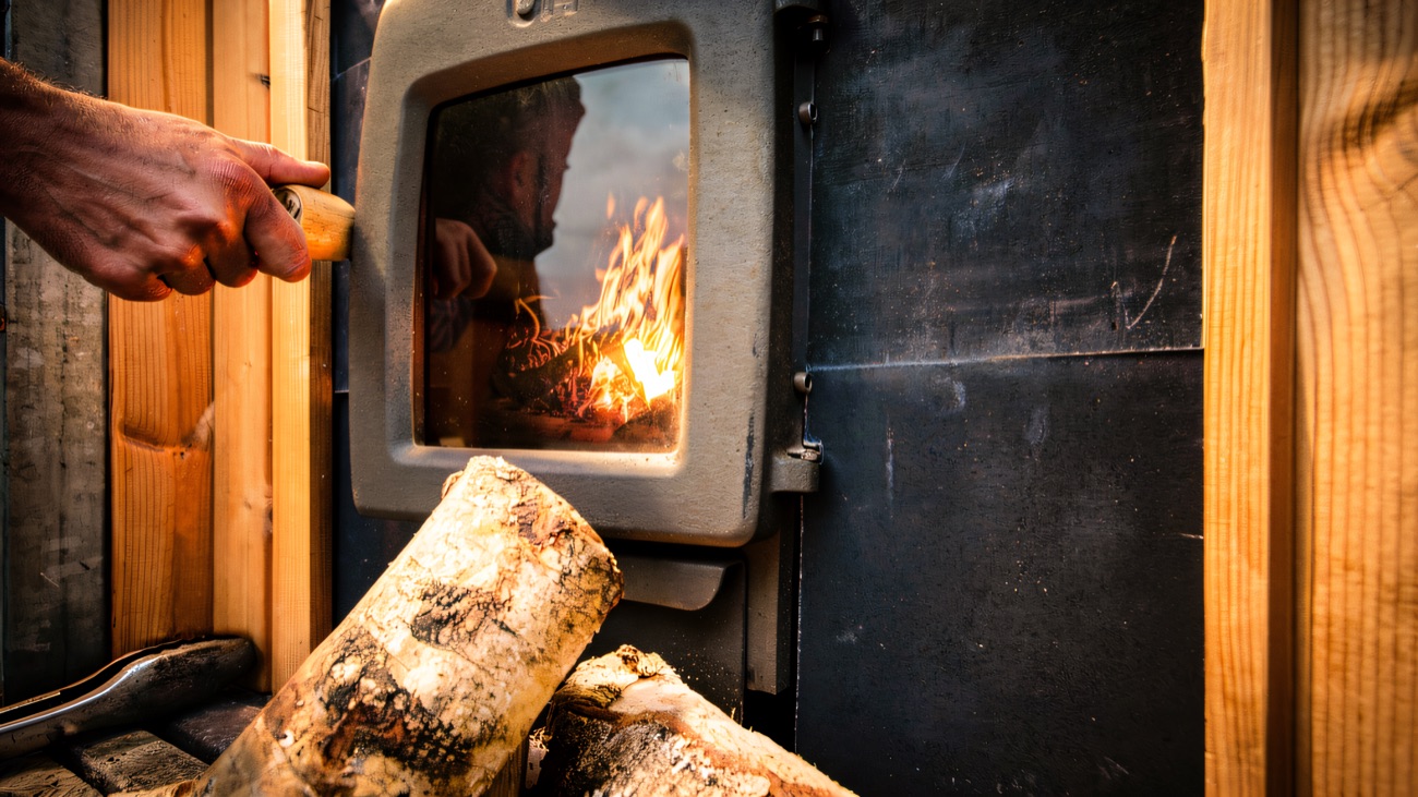 Water poured over the hot stones of the stove