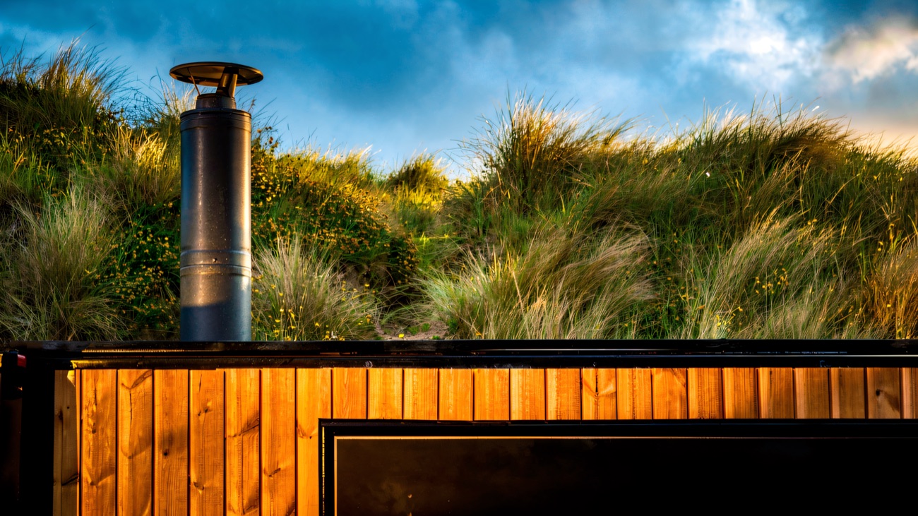 The chimney above the marram grass on the dunes
