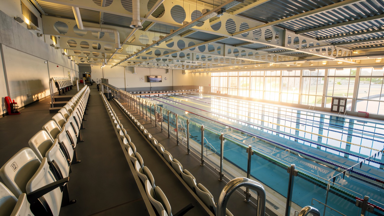 The competition pool with tiered spectator seating