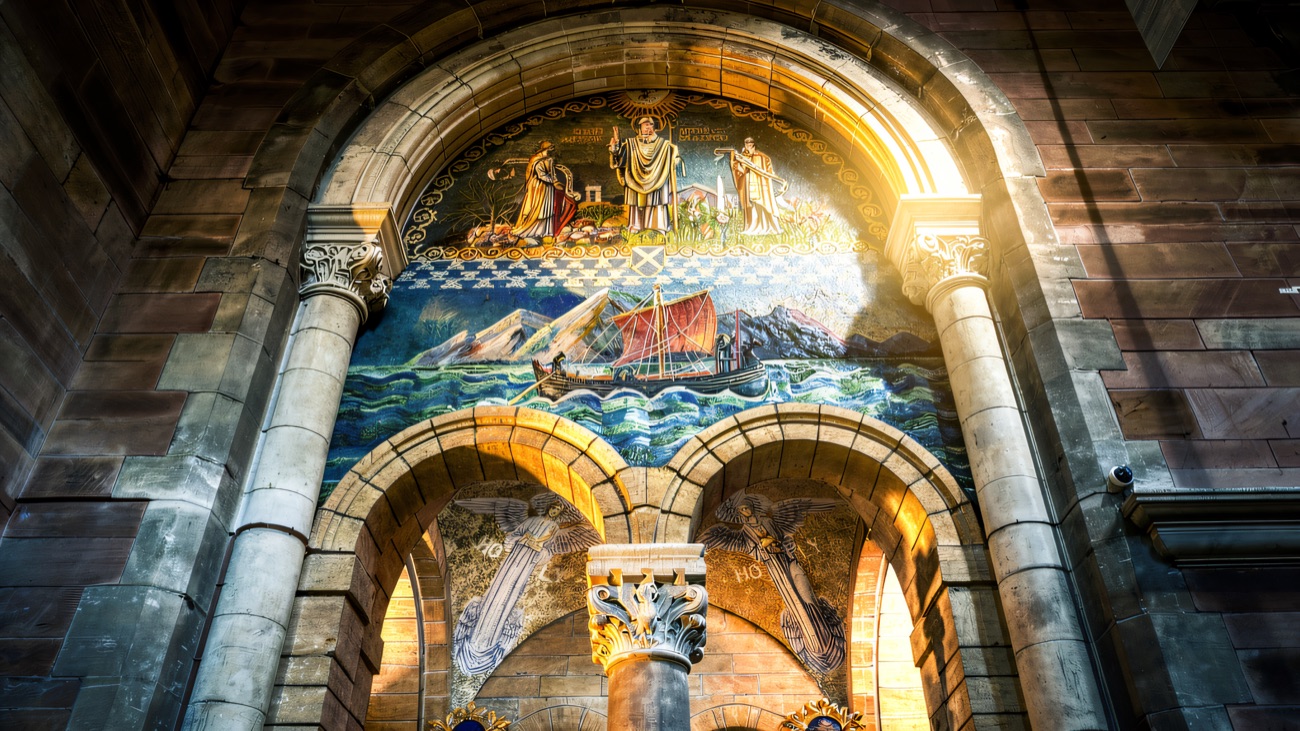 One of the cathedral's celebrated mosaics, telling the story of Saint Patrick.
