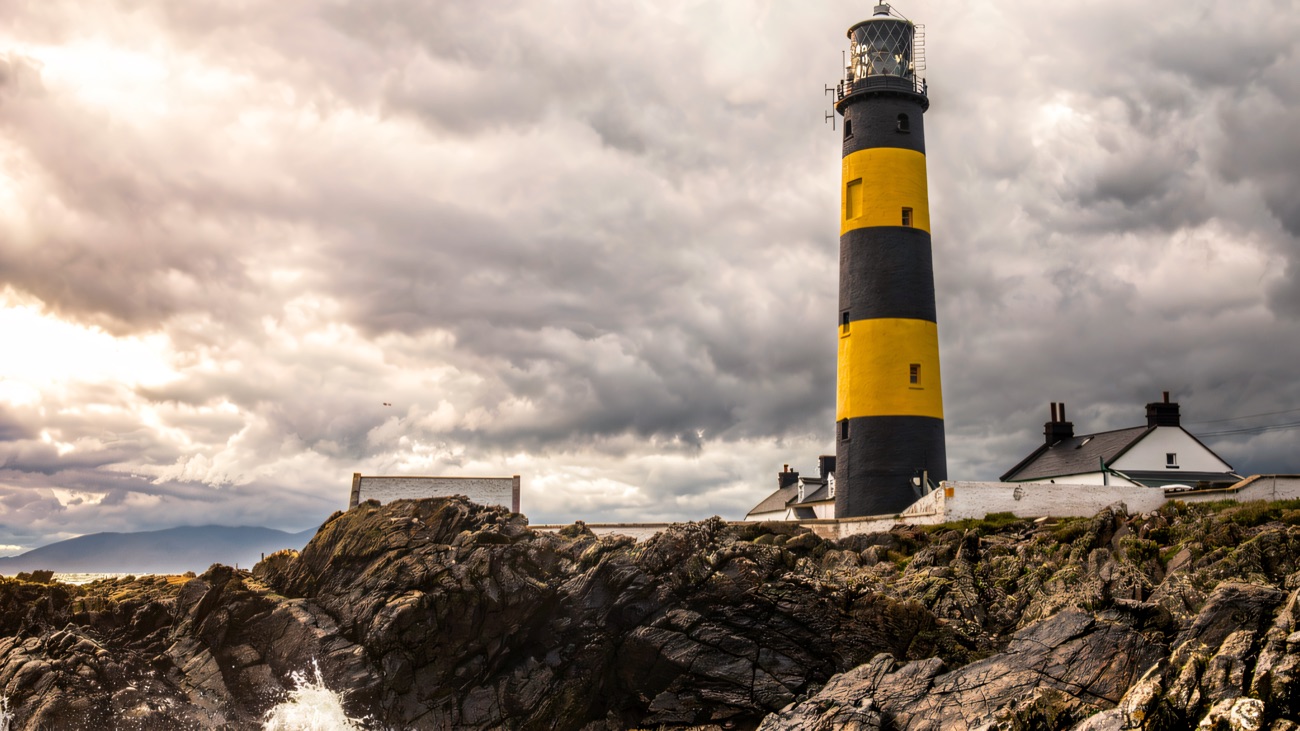 St John's Point lighthouse in a County Down squall