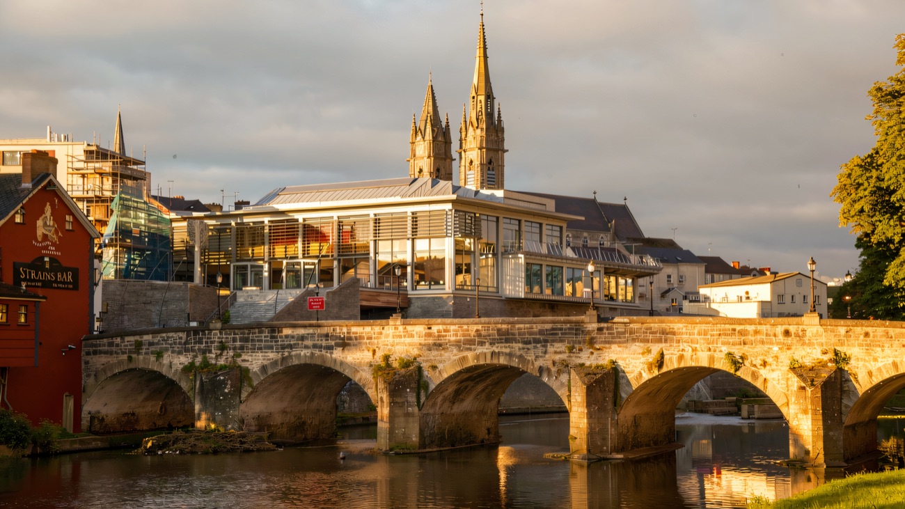 The centre above the river and old bridge in Omagh