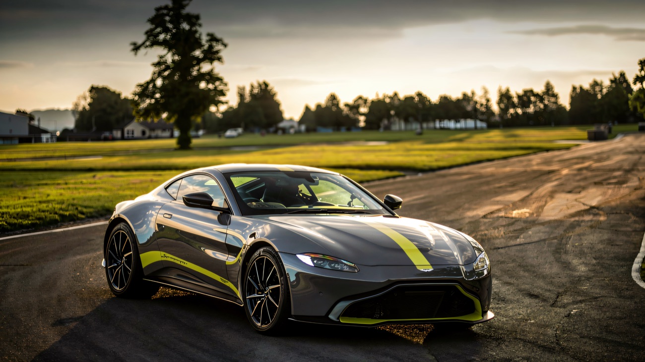 An Aston Martin Vantage waiting on the circuit