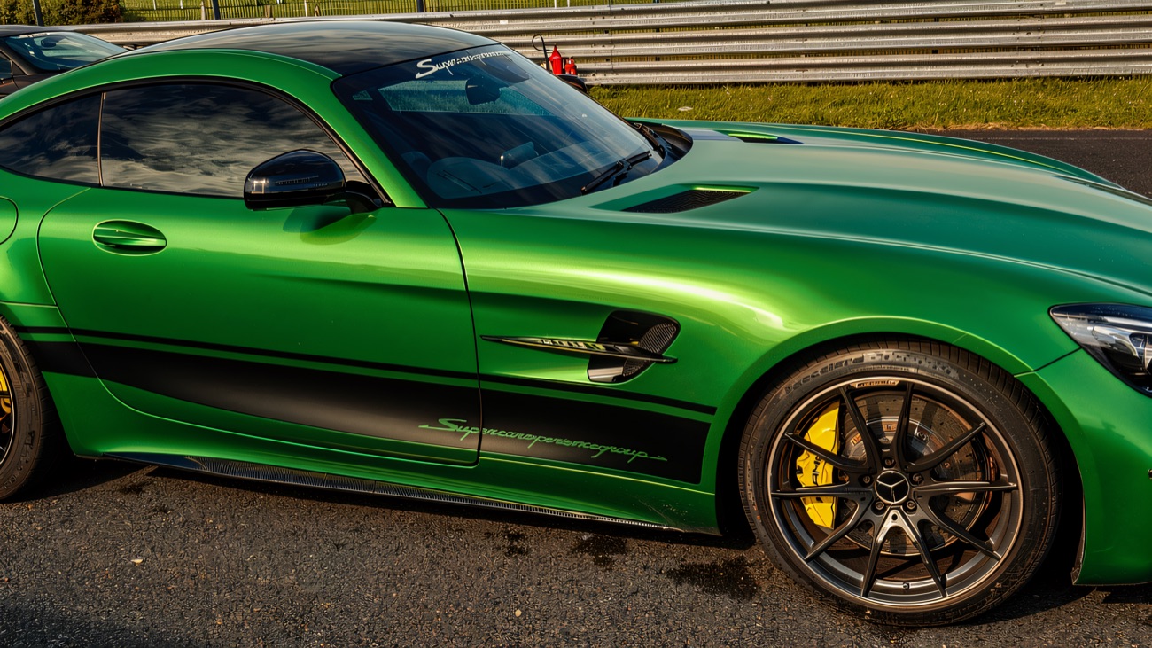 A Mercedes-AMG GT R poised trackside