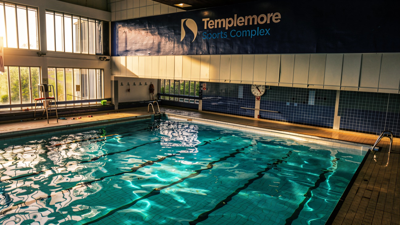 The lane pool beneath the Templemore Sports Complex sign